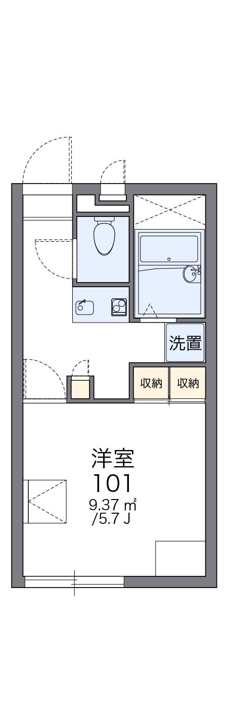レオパレスカーサ東出(1K/1階)の間取り写真