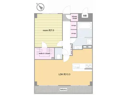 PLUMYRE(1LDK/4階)の間取り写真