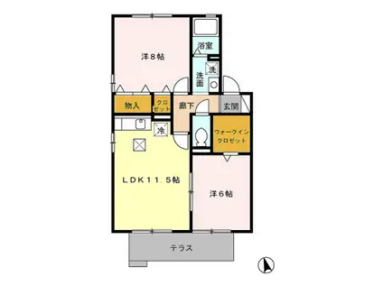 UNIT・8AB B(2LDK/1階)の間取り写真