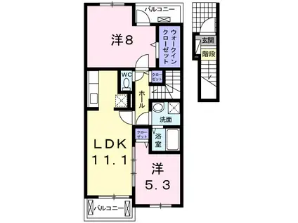 ミルトラウム(2LDK/2階)の間取り写真