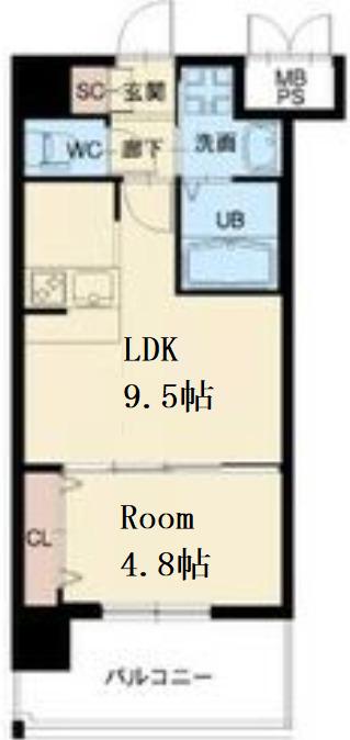スプランディッド中之島ウエスト(1LDK/7階)の間取り写真