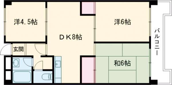 鮎川ハイツ(3DK/3階)の間取り写真