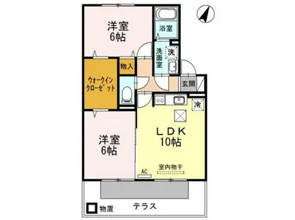 ウェライ2008SA(2LDK/1階)の間取り写真