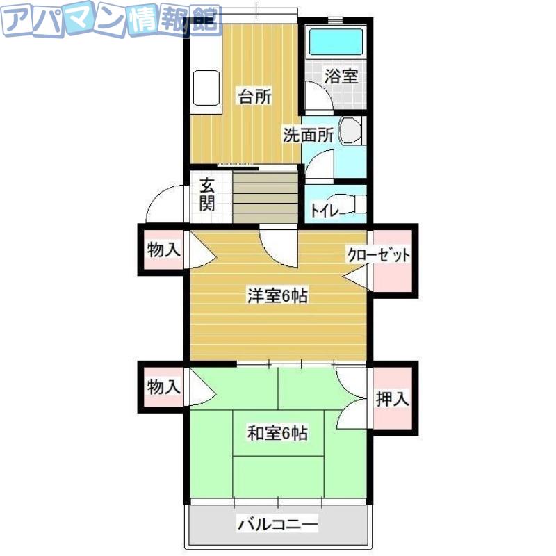 コーポ雅(2K/2階)の間取り写真
