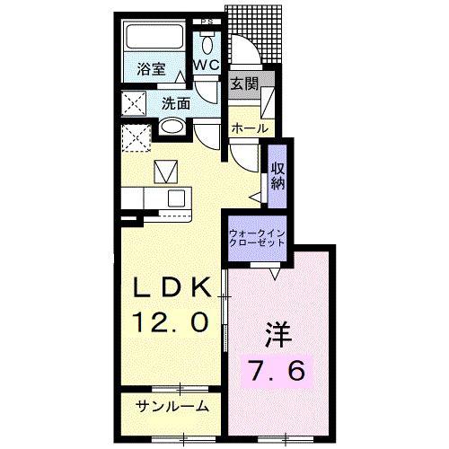 シャトー・グリーンIII(1LDK/1階)の間取り写真