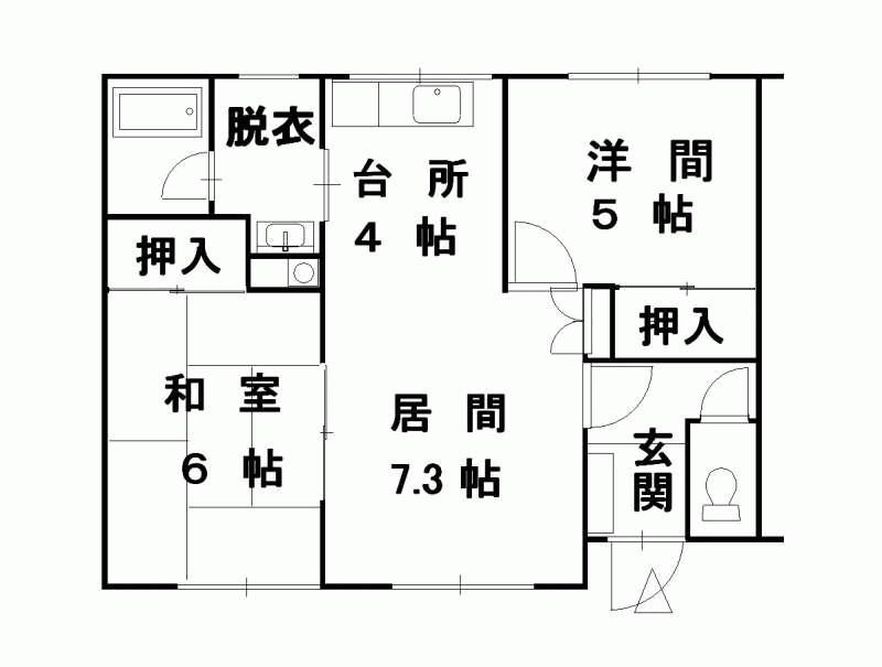 東和ハイツ(2LDK/1階)の間取り写真