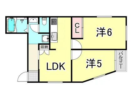 羽衣マンション(2LDK/2階)の間取り写真