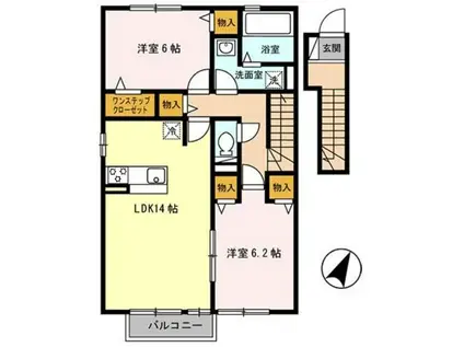 コンフォートM(2LDK/2階)の間取り写真