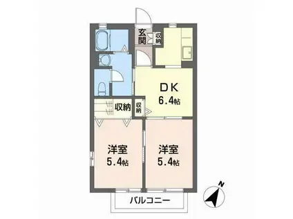 ピュアソウル諏訪(2DK/1階)の間取り写真