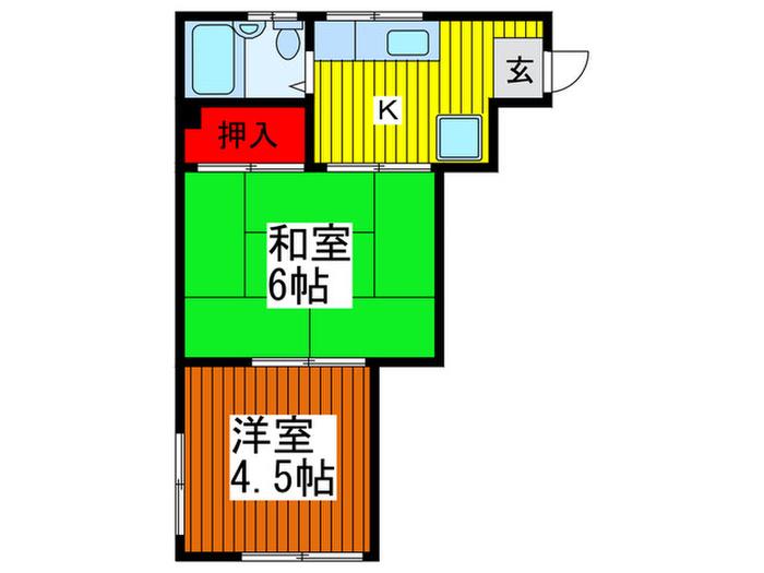 トータルハイツ上青木(2K/2階)の間取り写真