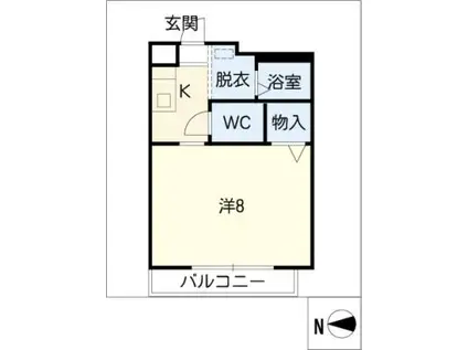 クレール東岡崎(1K/2階)の間取り写真