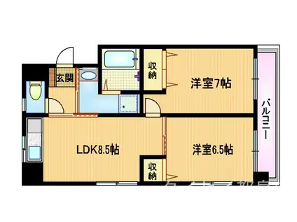 フルリールトウラ(2LDK/3階)の間取り写真