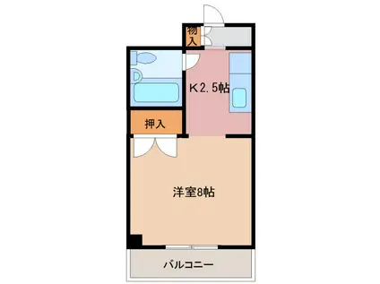 第二ビューハイツ兄山(1K/6階)の間取り写真