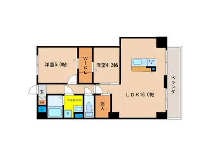 PLACIDES(2LDK/3階)の間取り写真