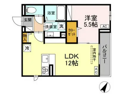 D-COMODO野塩(1LDK/2階)の間取り写真