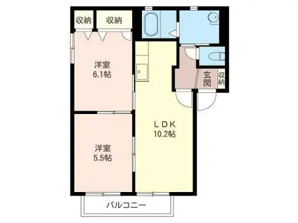 メゾン神田 C(2LDK/2階)の間取り写真