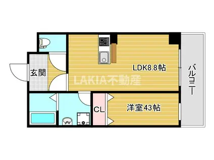 THE COLOR RESIDENCE(1LDK/3階)の間取り写真