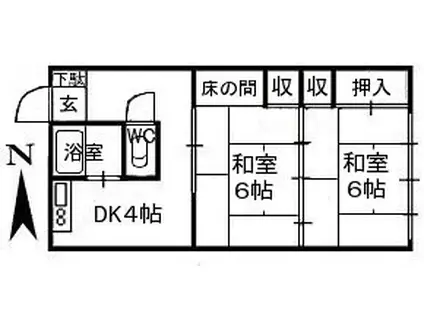 黒沼西ハイツ(2DK/2階)の間取り写真