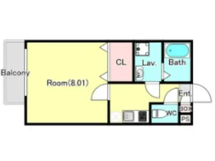 ジーメゾン七里(1DK/3階)の間取り写真