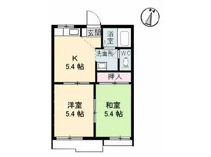 チェリーコートB棟(2DK/1階)の間取り写真