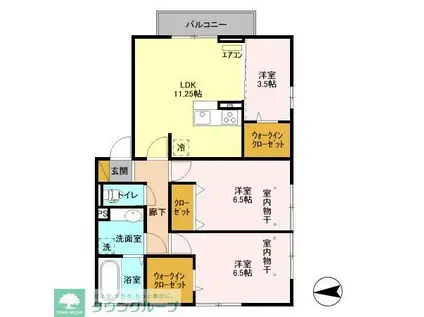 トップXI(3LDK/1階)の間取り写真