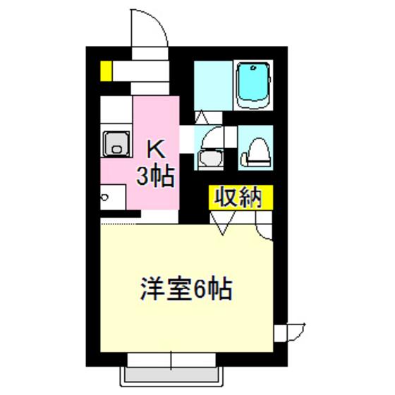 エトス12 B棟(1K/1階)の間取り写真