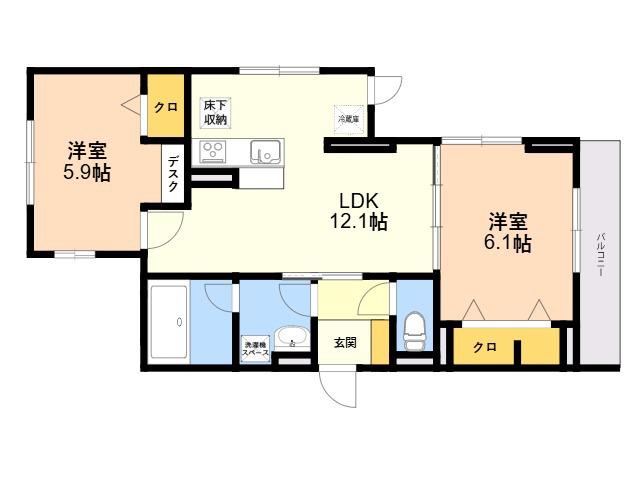D-RESIDENCE光丘町B棟(2LDK/1階)の間取り写真