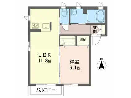 メゾンピュア(1LDK/1階)の間取り写真