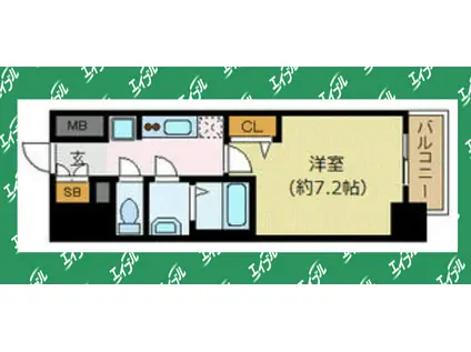 プレサンス丸の内アデル(1K/2階)の間取り写真