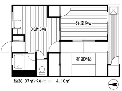 マンション武蔵丘(2DK/3階)の間取り写真