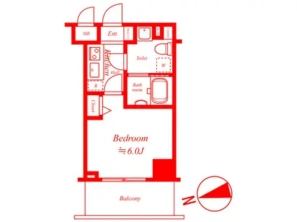 グリフォーネ横浜・伊勢町弐番館(1K/5階)の間取り写真