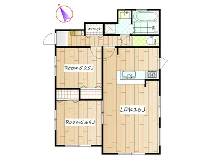 前橋市アパート(2LDK/1階)の間取り写真