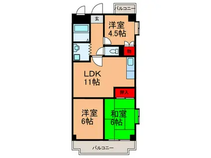 ルミナス湯里(3LDK/2階)の間取り写真