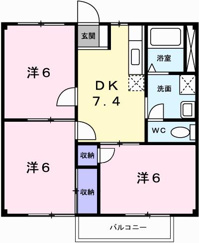 ドミール前田(3DK/2階)の間取り写真