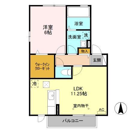 エスポワール ルナ B(1LDK/1階)の間取り写真