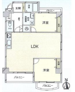 藤和新町コープ(2LDK/3階)の間取り写真