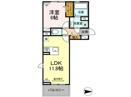 RAYS 横手(1LDK/2階)の間取り写真