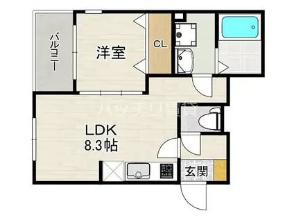 CAMPORTA姪浜(1LDK/1階)の間取り写真