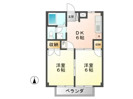 スカイハイツ C・E(2DK/2階)の間取り写真