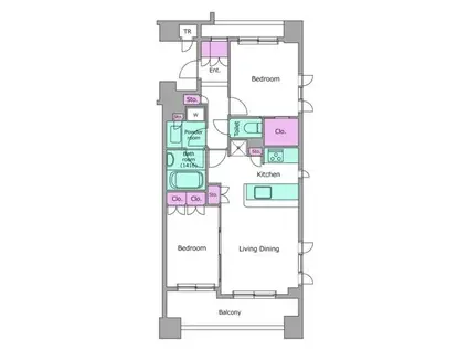 レジディア水道橋(2LDK/8階)の間取り写真