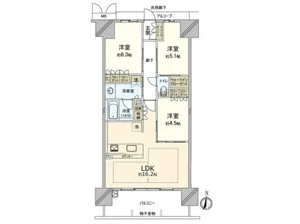 プレミスト岡山ザ・レジデンス(3LDK/18階)の間取り写真