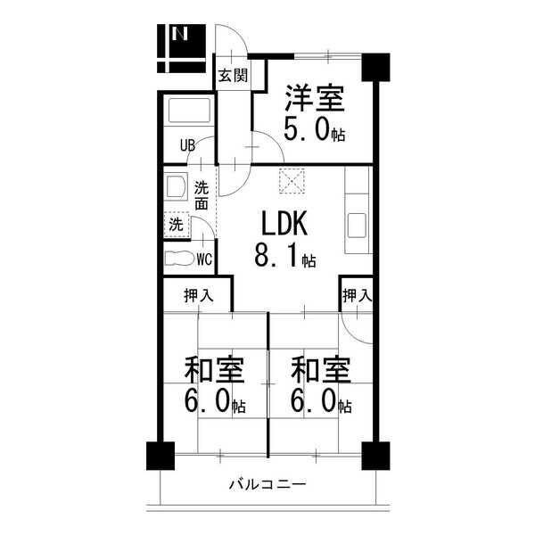 ジュネス21(3DK/3階)の間取り写真