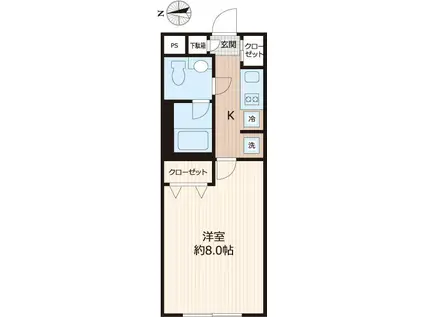 ウェルスクエアイズム大森西(1K/2階)の間取り写真