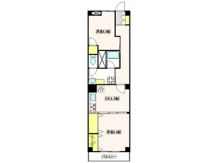 グリーンハイツ小柳(2DK/3階)の間取り写真