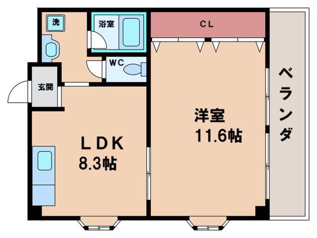JR阪和線 我孫子町駅 徒歩5分 4階建 築34年(1LDK/3階)の間取り写真
