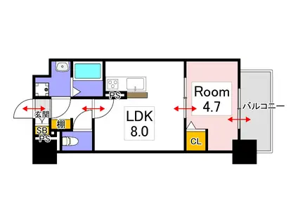 MAYFAIR田町PREMIUM(1LDK/5階)の間取り写真