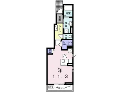 ハーモニー平野(ワンルーム/1階)の間取り写真