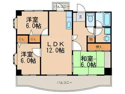 グレース土井II(3LDK/4階)の間取り写真