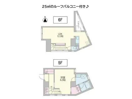 クーカイテラス恵比寿(1LDK/5階)の間取り写真