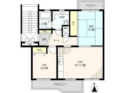 高浜南団地(2LDK/4階)の間取り写真